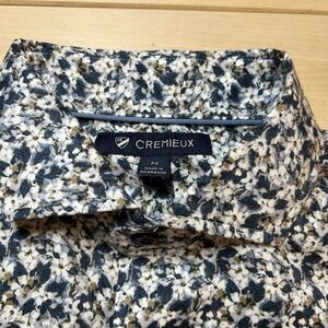 Cremieux Floral Mens Button Down Dress Shirt Size M Blue White Spread Collar